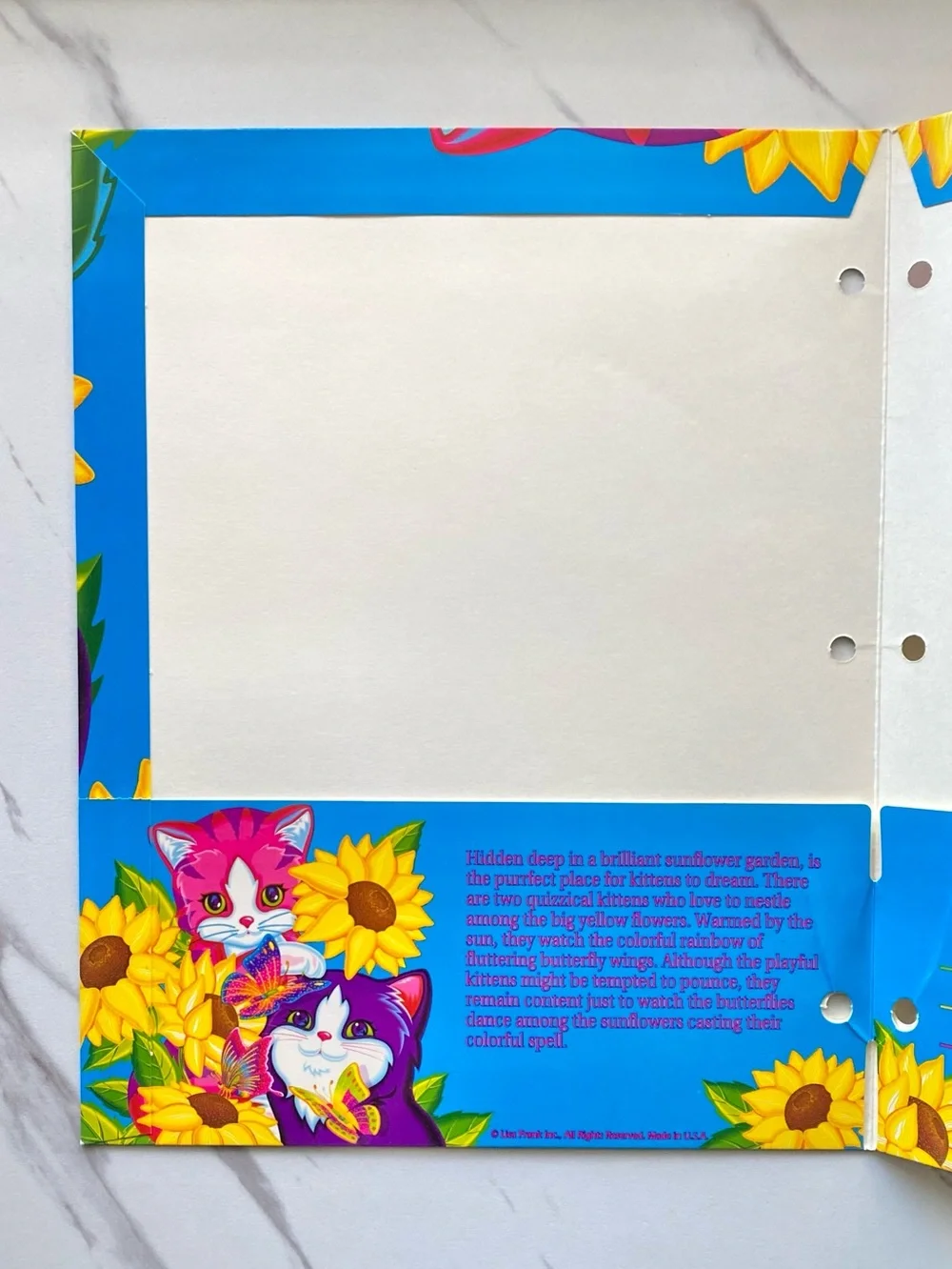 VTG Lisa Frank Sunflower Kittens folder